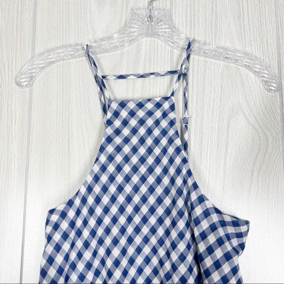 American Eagle | Blue / White Gingham High Neck Strappy Tank Top Size X Small - Picture 4 of 7